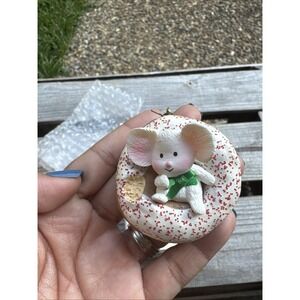 Hallmark Keepsake Ornament Midnight Snack 1988 Mouse in a Donut Handmade Vintage